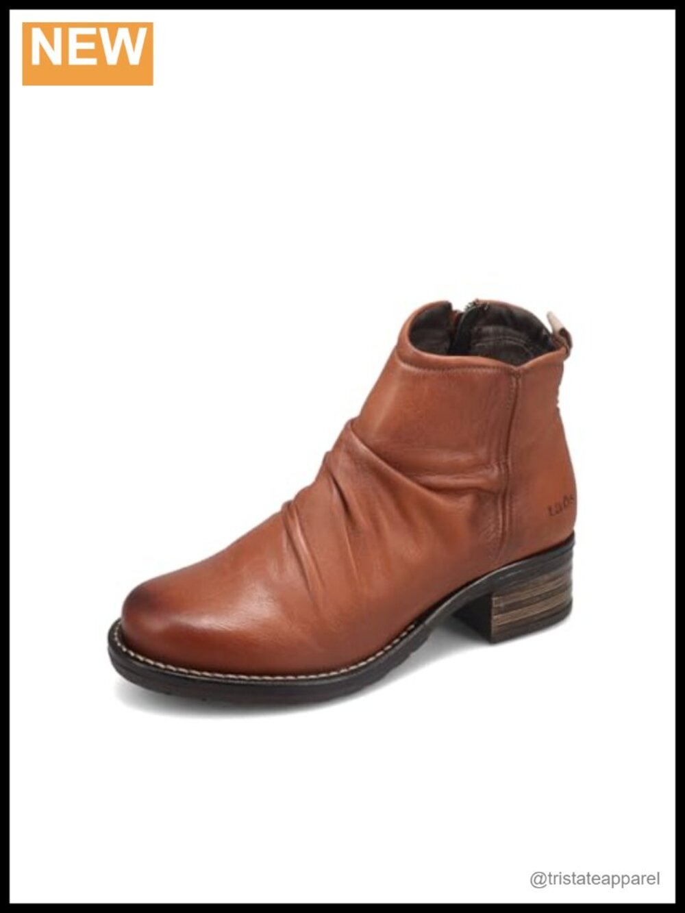 Ankle Bootie Heeled Ruched Faux Fur Lining Full Grain Leather Zip